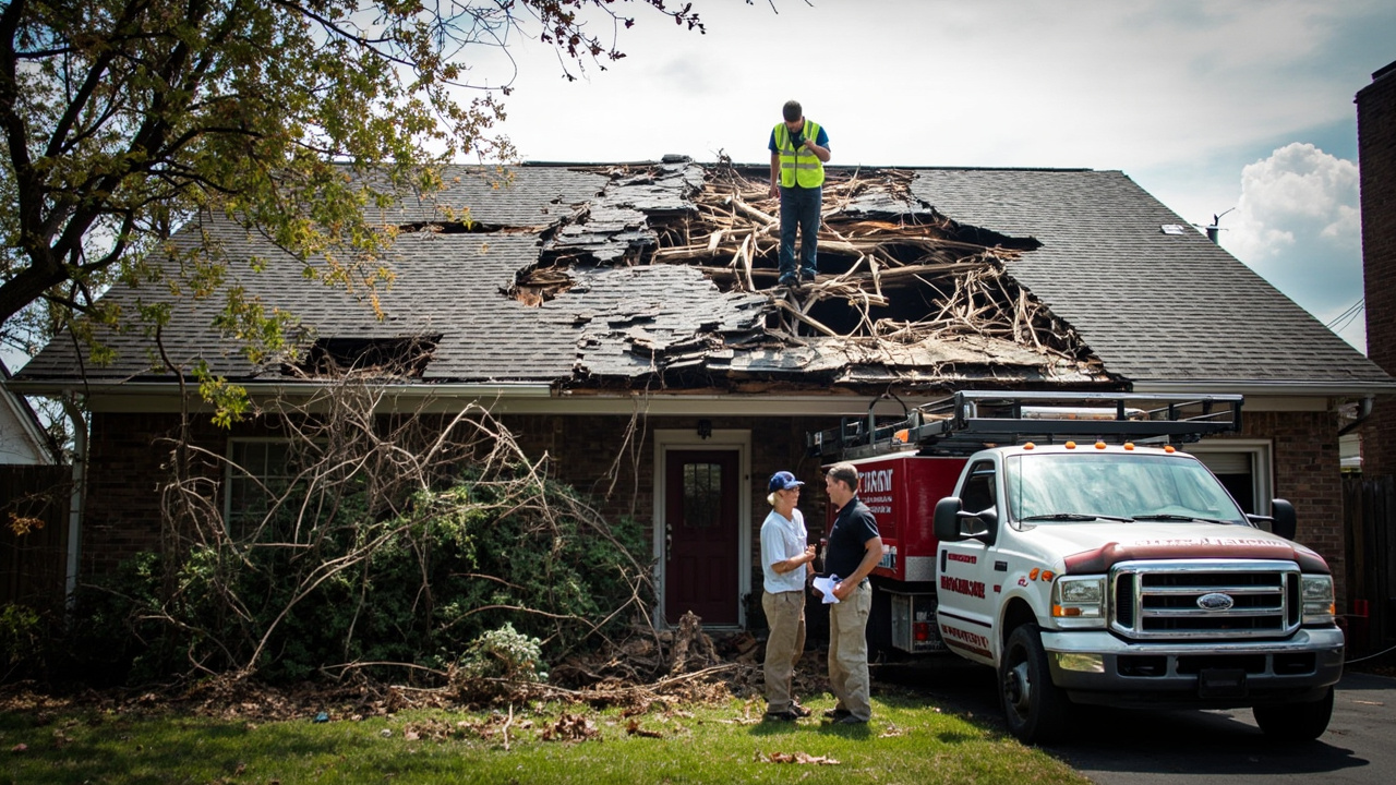 Storm Damage Roof Repair in Nashville – 24/7 Emergency Response Gets Tarps On and Water Out Fast